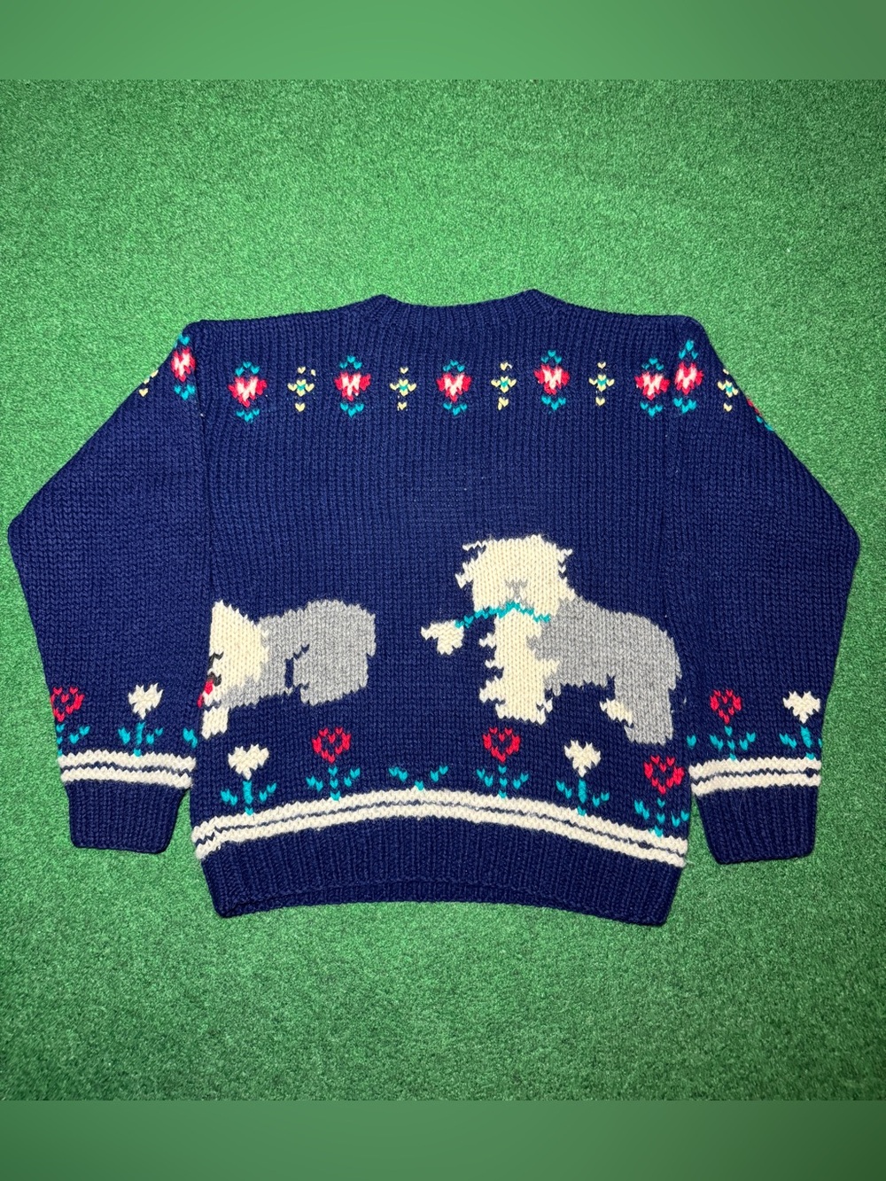 Woolrich Intarsia Knit Vintage Sweater Small Sheep Dog 80s 90s Crewneck RARE - Picture 3 of 6